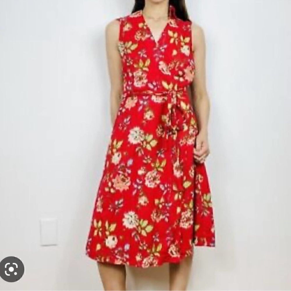 Pendleton Floral Print Wrap Sleeveless 100% Cotton Dress Size 10 petite